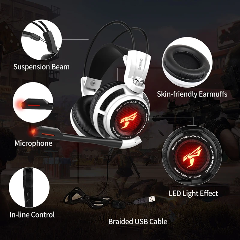 

Somic G941 Comfortable Head-mounted Gaming Headset Stereo Wire Headphones Cool Surround Sound Gaming Headset With Microphone