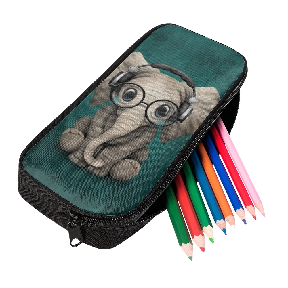 FORUDESIGNS Cute Animal Cartoon Elephant Print Backpack Set Bookbag Pencil Case for Kids Back To School mochila infantil escolar