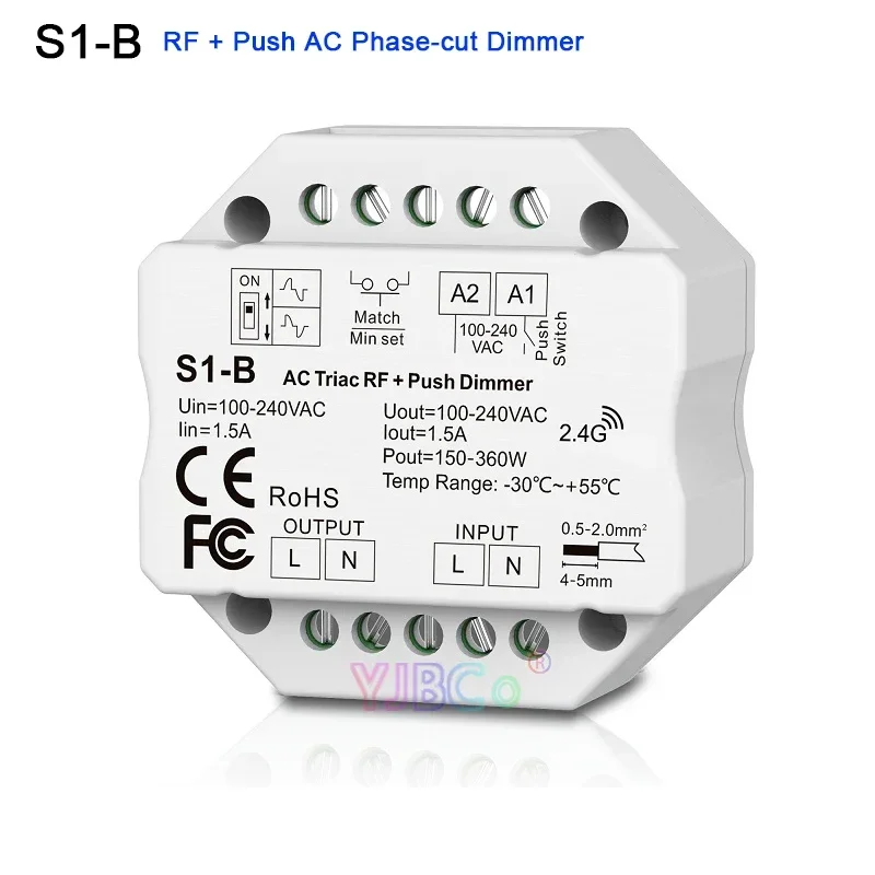 S1-B AC LED Triiac RF Push Dimmer R1/R11 2.4G Беспроводной пульт дистанционного управления 110 В-220 В 150