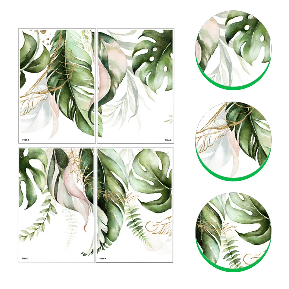 

4pcs Removable Wall Decals DIY Decorative Stickers Leaf Theme Wall Decals