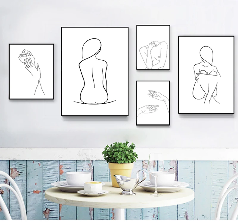Абстрактная Женская линия Рисование Картина Декор для дома фотография стены Искусство фигурки тела руки плакаты и печать для гостиной