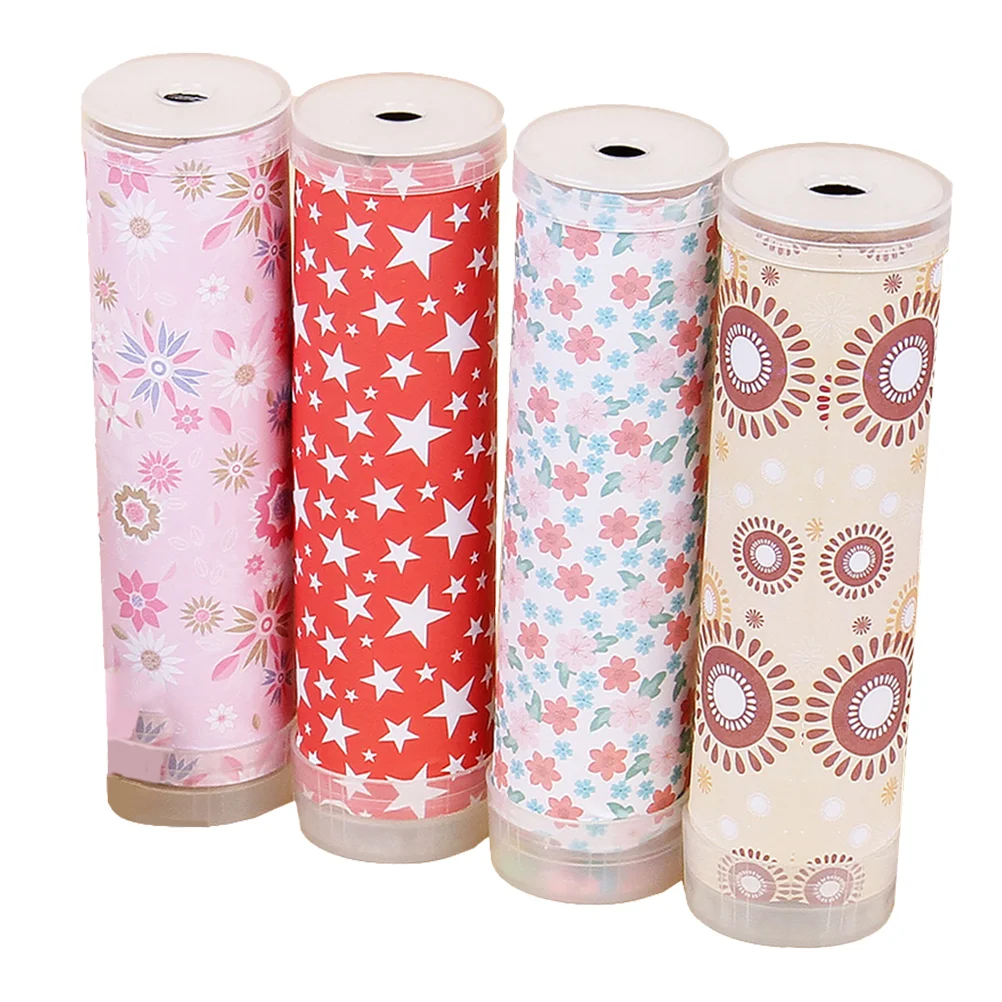 

4 Pcs DIY Kaleidoscope Early Teaching Aids Vintage Scrapbook Making Materials Paper Printed Parent-child Kids Mini Toys