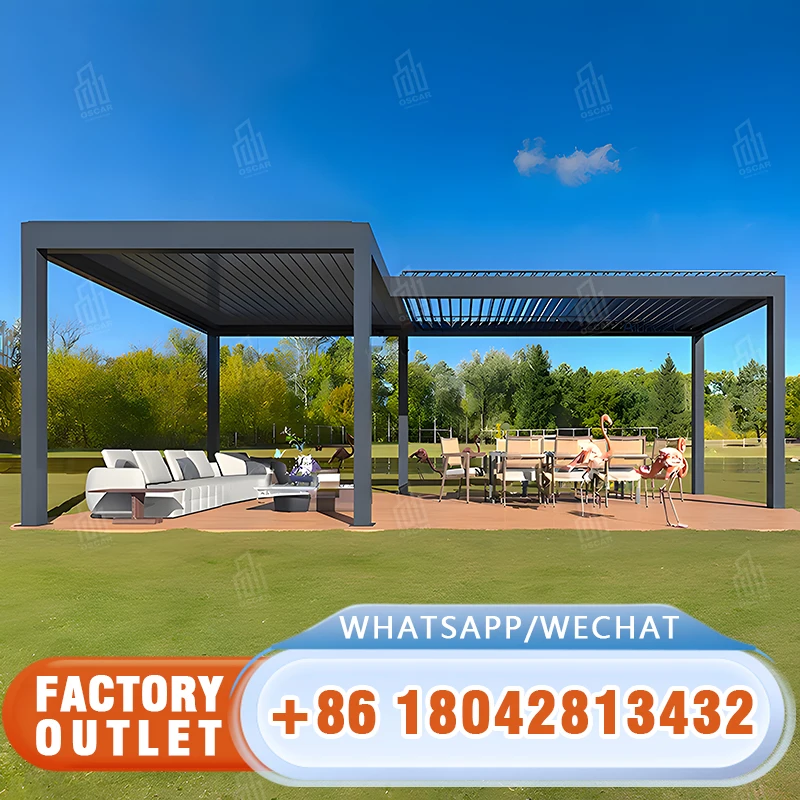 Morden Tarrace Louver Pergola Bioclimatica 5X3 Индивидуальный алюминиевый пристраиваемый павильон