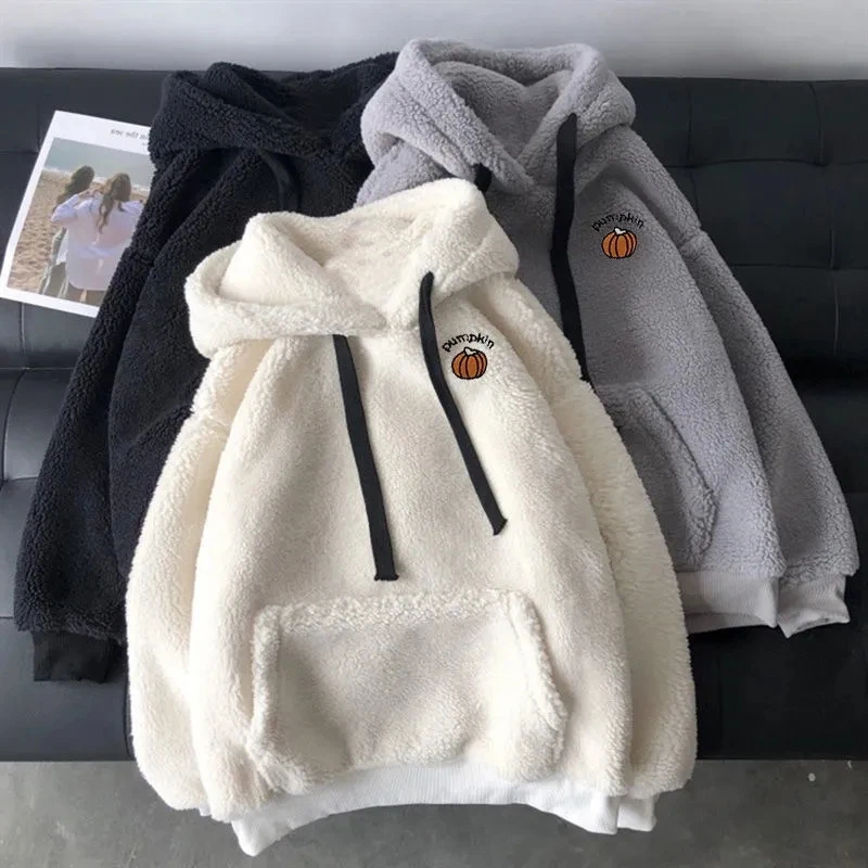 

Boys and Girls Lamb Plush Sweateshirt Kids Plus Velvet Thick Pullovers Jackets Korean Loose Winter Jacket 2022 New Pullover Tops