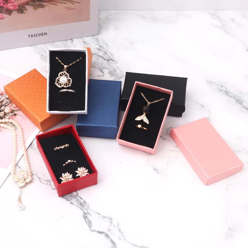 TONVIC 12 Pcs/Set Cardboard Jewelry Gift Box Necklace Earring Ring Paper Box Party Packaging with Sponge Inside