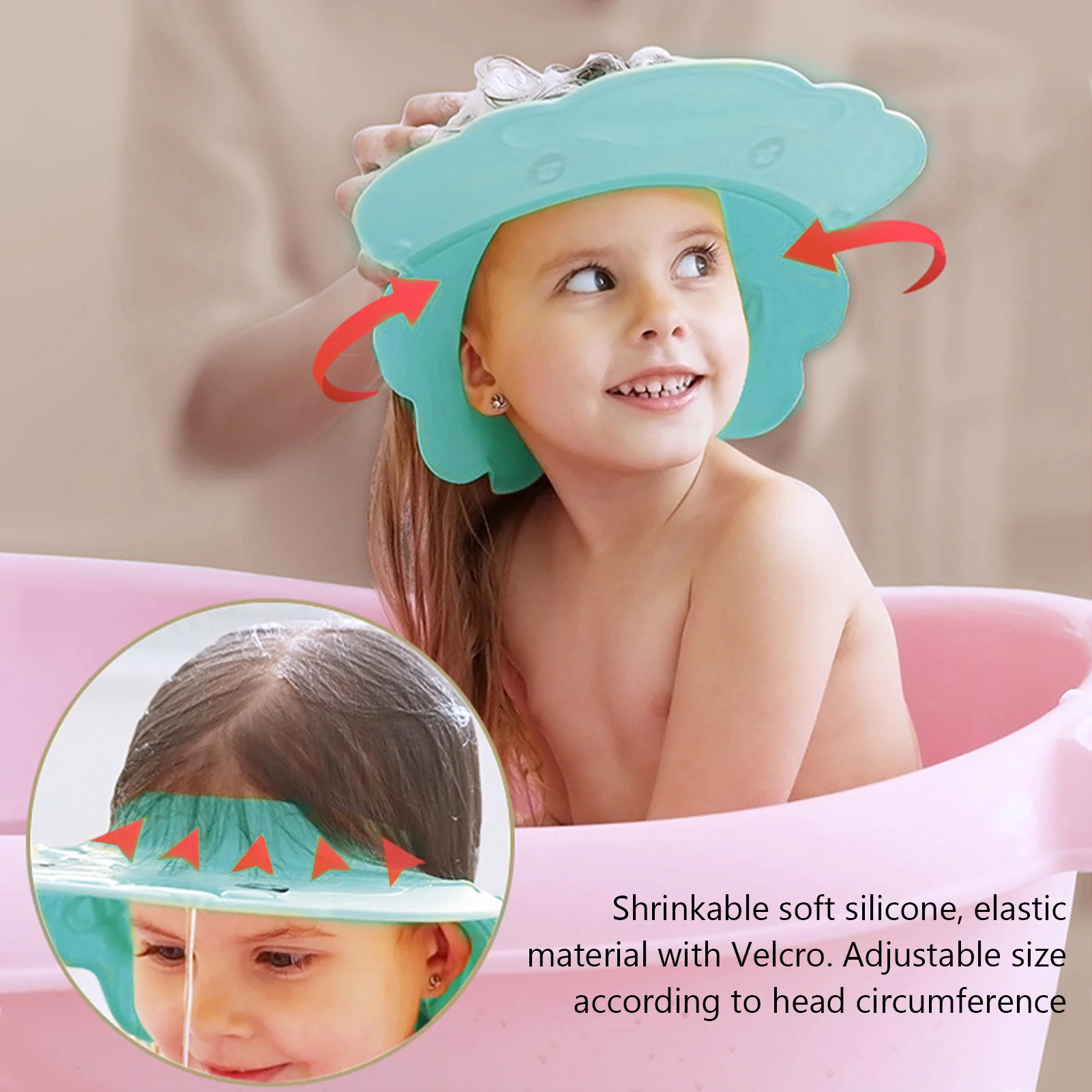 

Силиконовая шапочка для душа для детей, мягкая шапочка для душа для малышей, шапочка для мытья волос, мягкий Многофункциональный козырек дл...