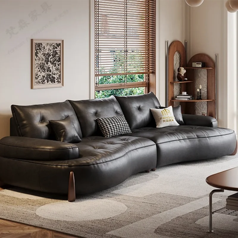Фото Уникальные дизайнерские кожаные диваны-уголки Lazy Shape Glamour Filler для гостиной, современные модульные диваны-пуфы, мебель для отдыха №5