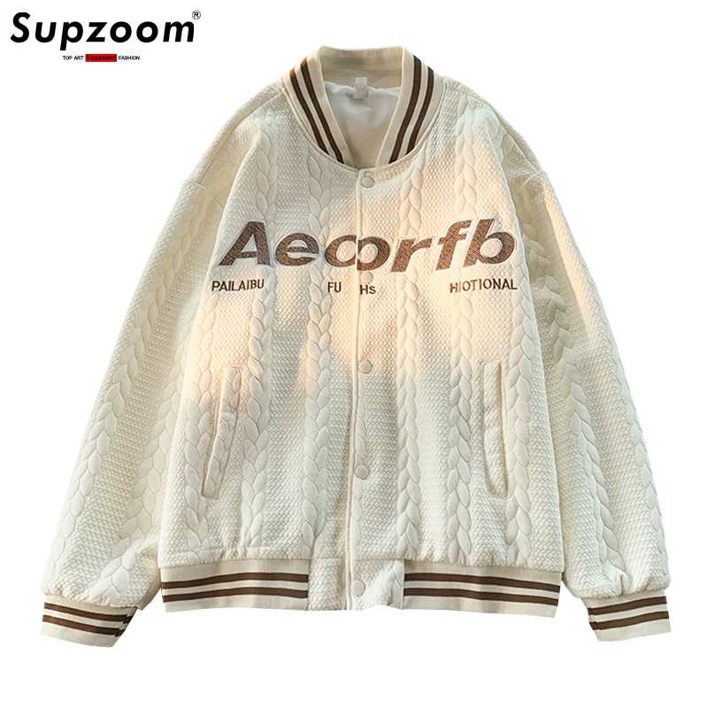 

Supzoom New Arrival Top Fashion Baseball Spring And Autumn College Style Rib Sleeve Loose Embroidery Casual Bomber Jacket Men