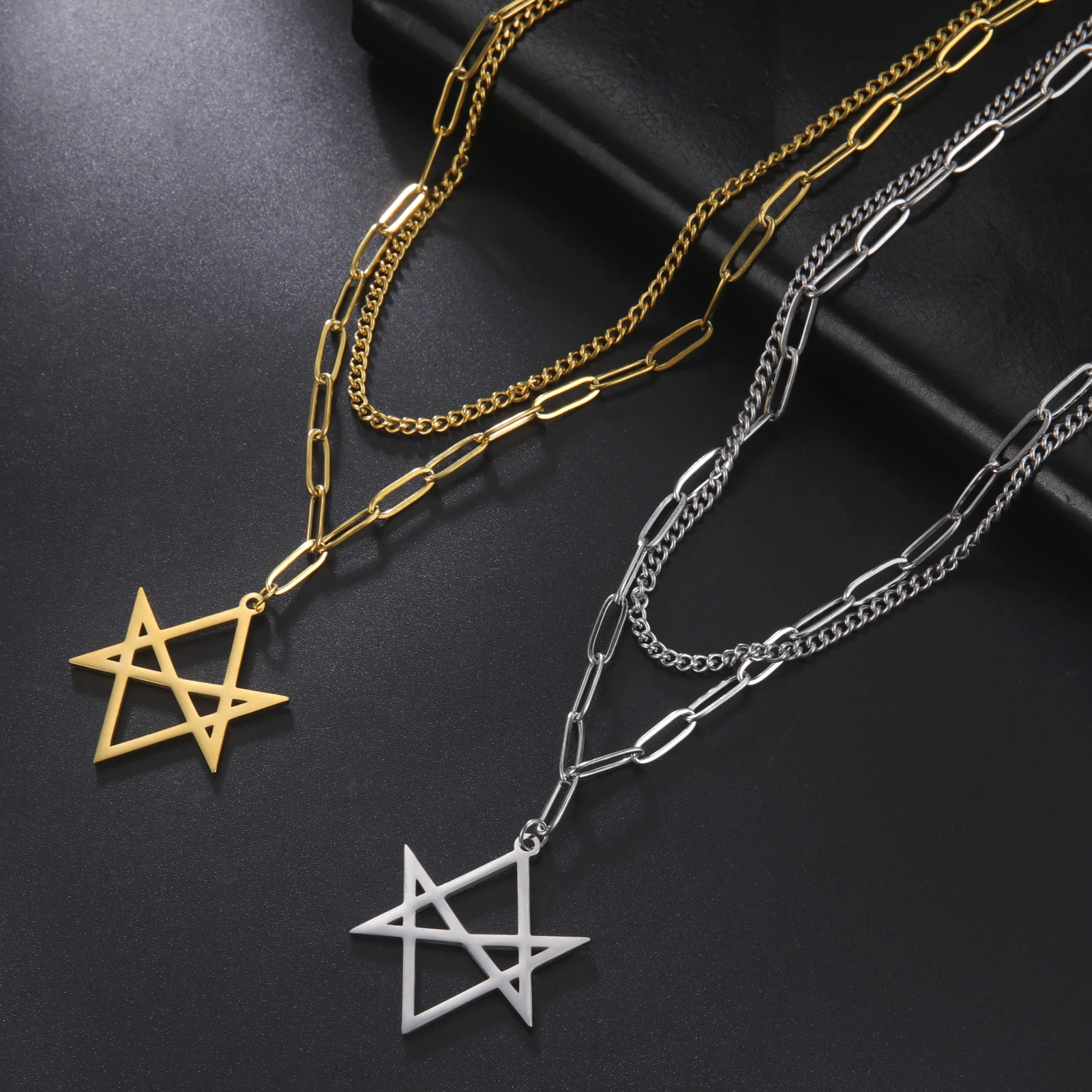 LIKGREAT Thelema Unicursal Hexagram Symbol двухслойное ожерелье винтажный религиозный талисман