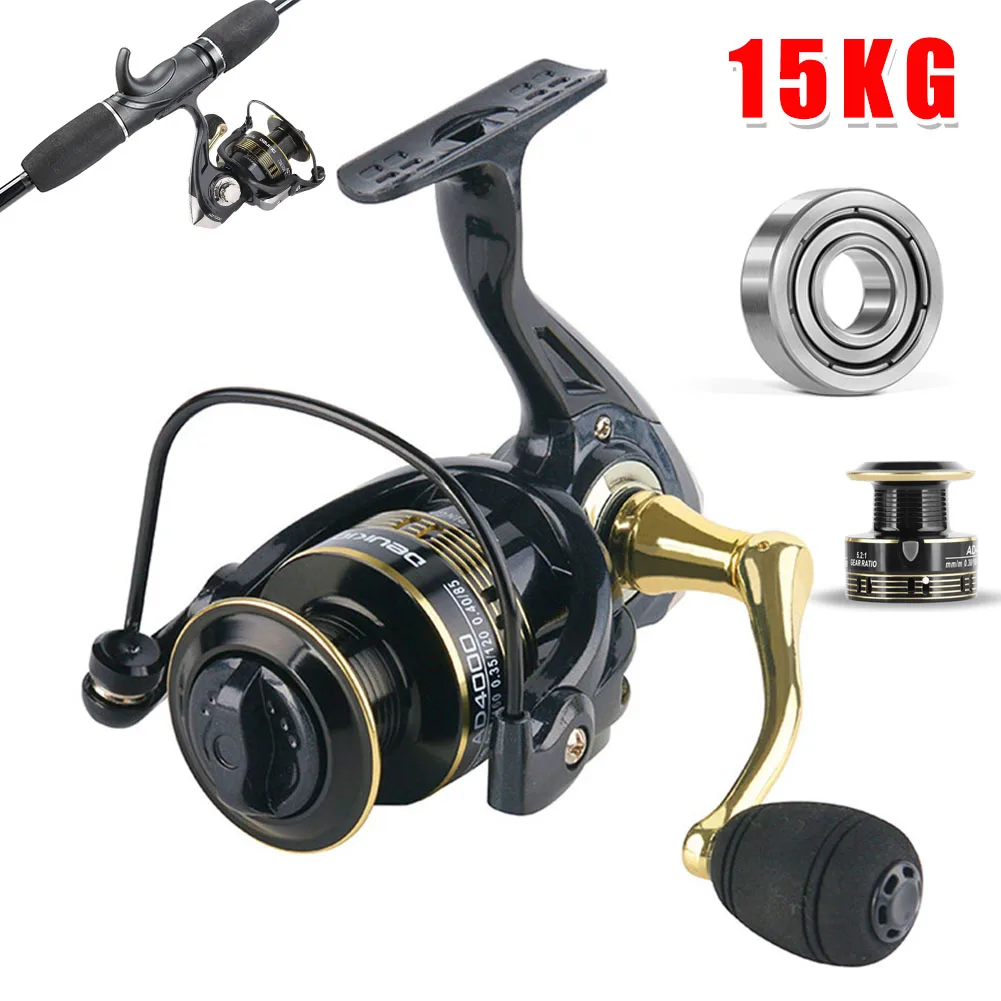 

Lightweight Metal Spinning Reel 2000-7000 Series Fishing Reel 15KG Max Drag 5.2:1 Spool Carp Fishing Freshwater Saltwater Tackle