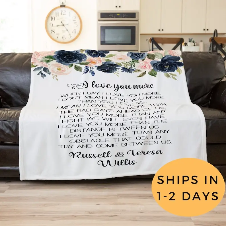 

I Love You More Blanket, Love You More, Personalized Blanket For Wedding, Custom Blanket Wedding, Valentines Day Gift, Anniversa