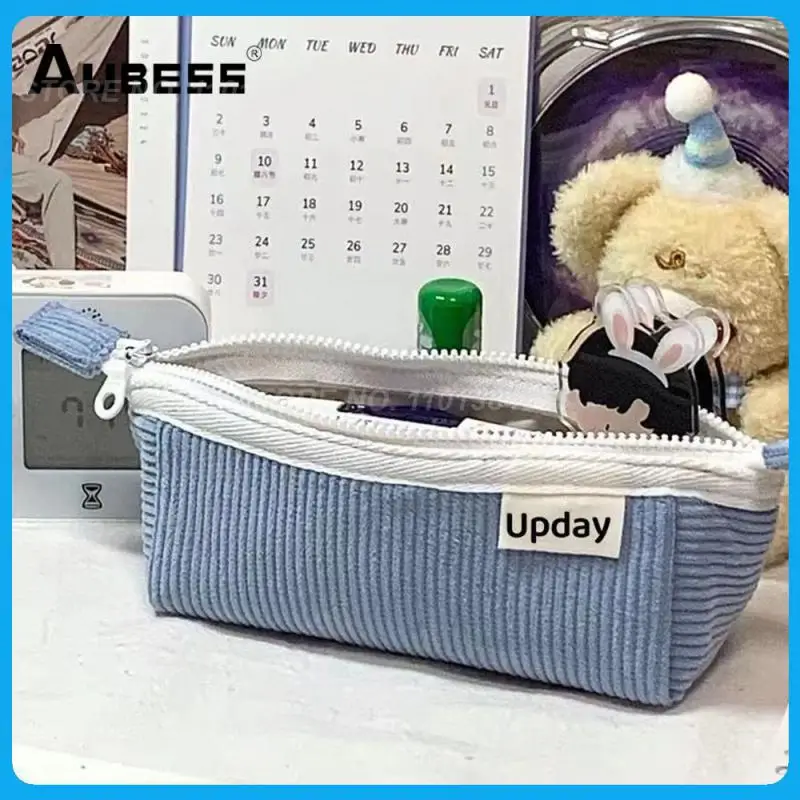 

Мягкая тканевая гладкая вытягивающая и закрывающаяся однотонная фоторучка большой емкости дизайнерская сумка для хранения канцелярских принадлежностей сумка для хранения