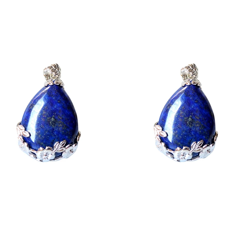 

2X Women Angel Tears Water Drop Semi-Precious Gemstones Pendant -Lapis Lazuli