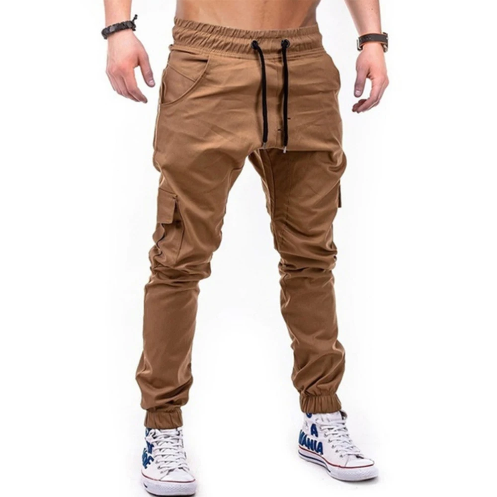 

Clothes Man Trousers Pants Pockets Skinny Solid Sports Sweatpants Baggy Cargo Workout Casual Combat Drawstring