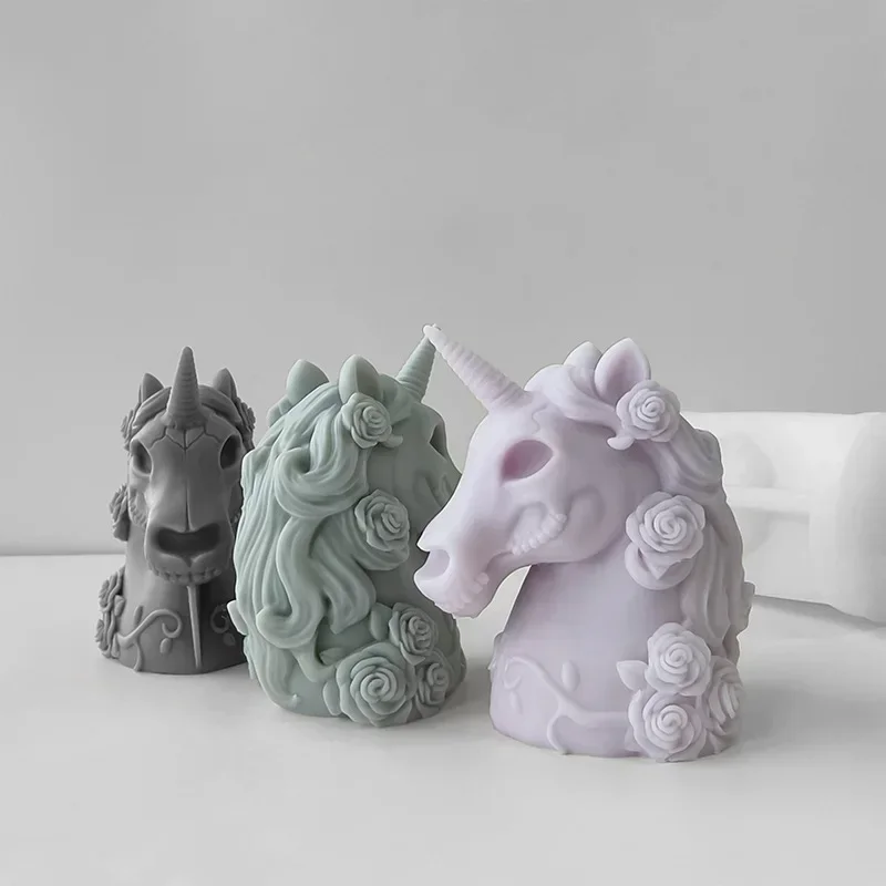 3D силиконовая форма с единорогом для DIY ароматерапия смола животные свечи