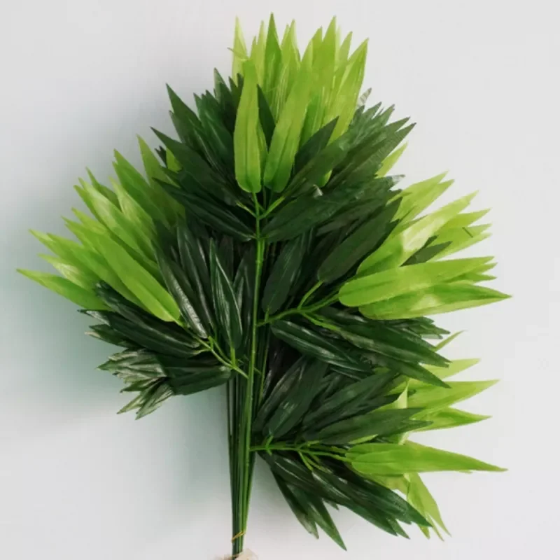 

5pcs Branches Green Artificial Bamboo Leaves Silk Cloth Artificial Plants for Wedding Decoration Home Office Decorative Leaves