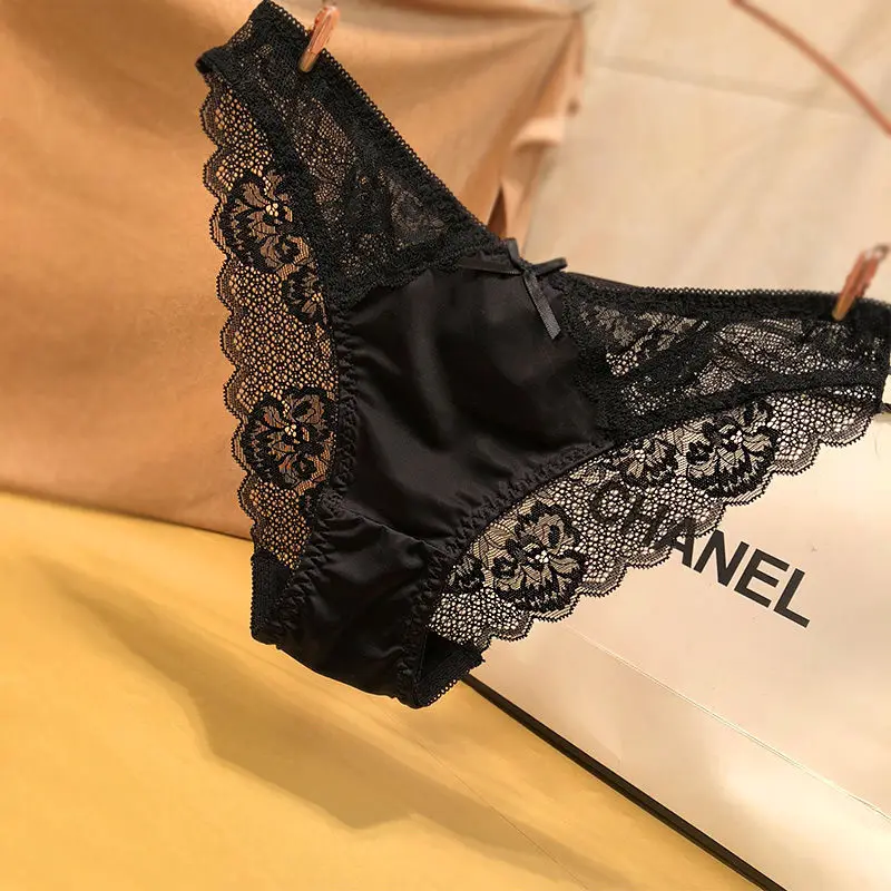 European and American underwear women sexy and charming high-grade satin lace mesh jacquard women's triangle shorts