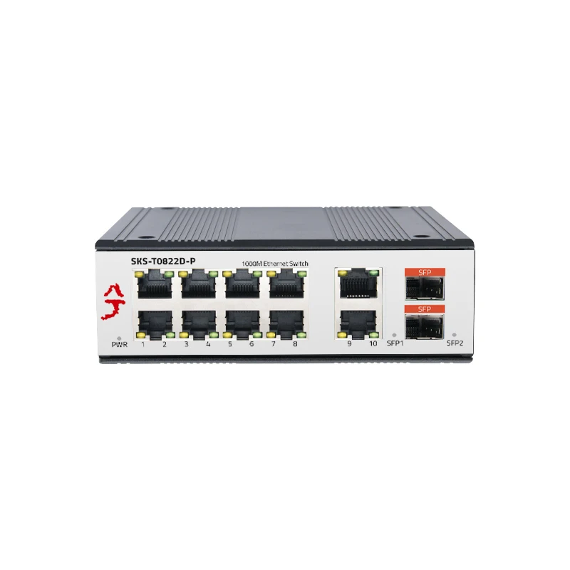 XikeStor 12-портовый 1000M RJ45 SFP PoE промышленный с двойной защитой IP40 от электромагнитных