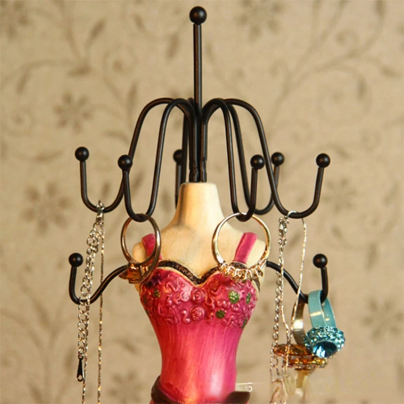 Royal Family Princess Style Jewelry Stand Holder Mannequin Earrings Necklace Display Organizer Evening Gown Jewelry Display Rack