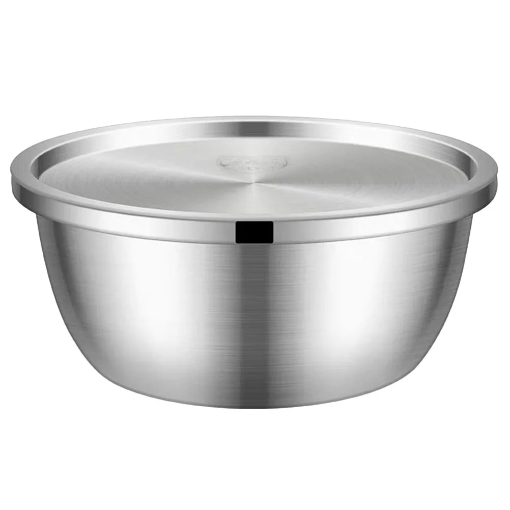 

Stainless Mixing Bowls Metal Cereal Bowl Stainless Steel Container Ramen Bowls Container Lid Fruit Bowl Cover Salad Bowl Lid