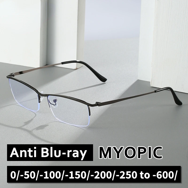 

Men's Business Half-rimmed Glasses 2022 Anti-Blue Light Eyeglasses for Men Metallic Eyeglasses for Women-50 To-600