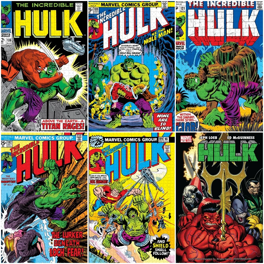 

Disney Anime Comic 300/500/1000 Pieces Puzzle for Adult Marvel Superhero Hulk Assembled Jigsaw Puzzle Educational Toys Gifts