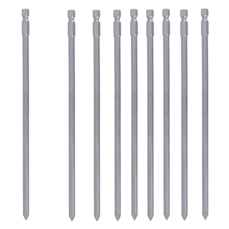 Promotion! 9Pcs 1/4 Inch 200Mm Ph1 Ph2 Phillips Magnetic Long Hex Cross Head Screwdriver Bits S2 Electric Drill Power Driver Too |