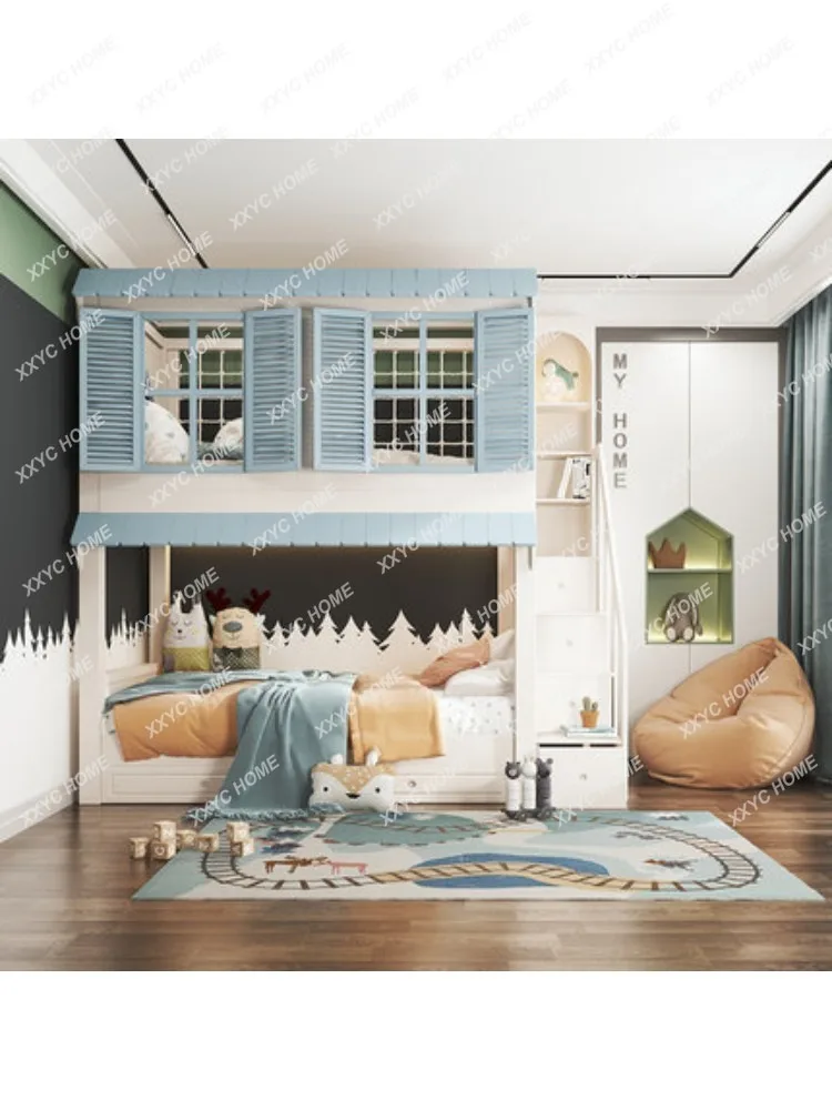 Двухслойная деревянная двухъярусная кровать для детей девочек Верхняя и нижняя