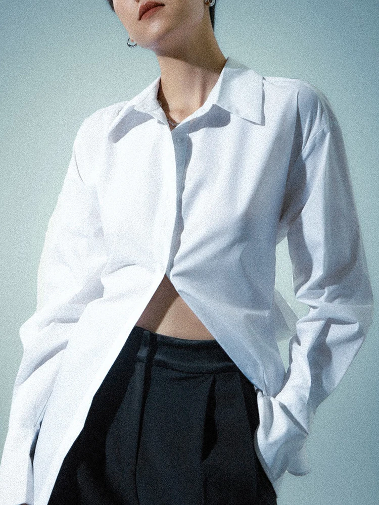 Женская блузка с длинным рукавом TWOTWIN однобортная рубашка составного кроя