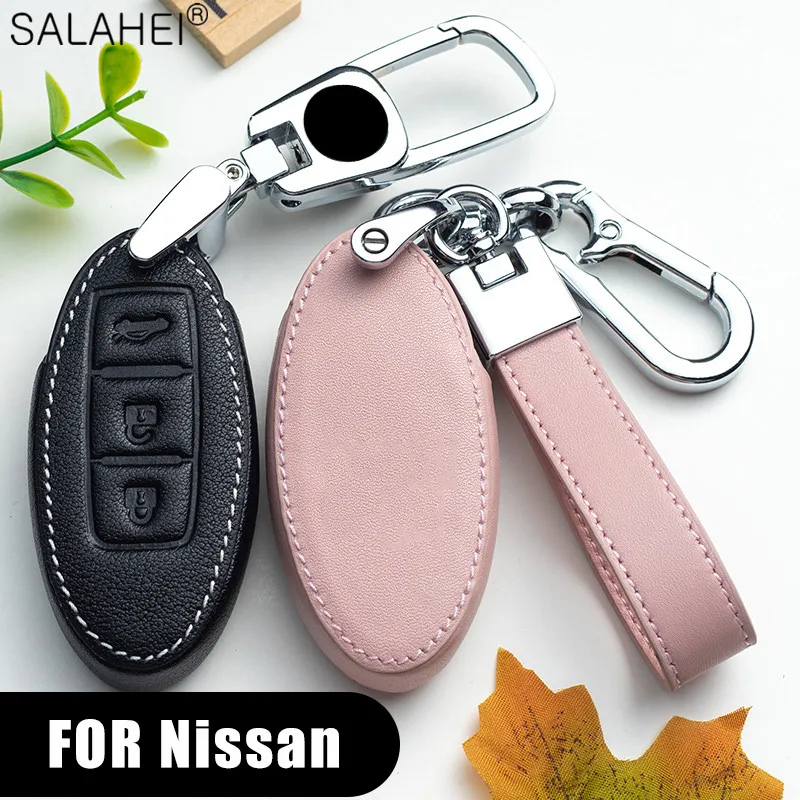 

Leather Car Key Cover Case Shell Bag For Nissan Qashqai X-Trail T32 T31 Juke J10 J11 Tiida Pathfinder Cefiro Pulsar Note Kicks
