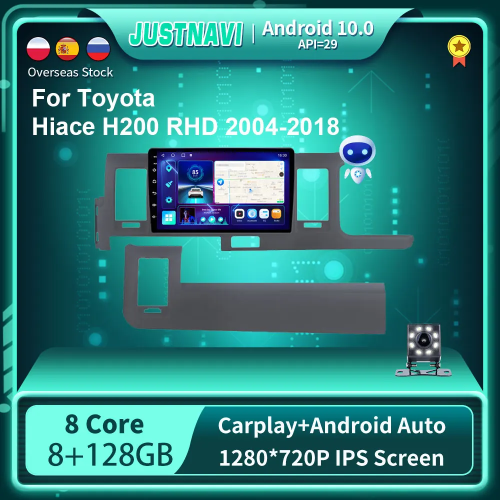 

8G 128G Android 10.0 Car Radio Video Player For Toyota Hiace Quantum Ventury H200 RHD 2004-2018 GPS Auto BT Stereo CarPlay WIFI