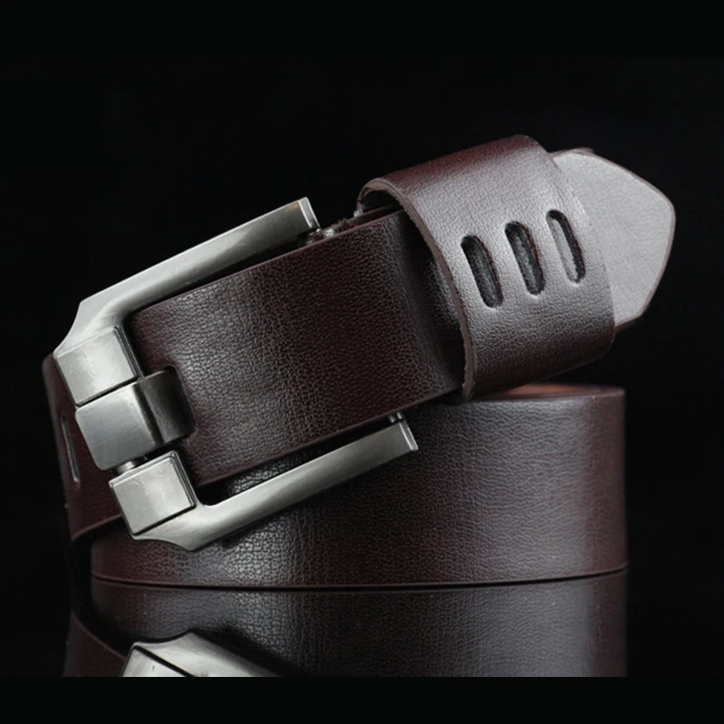 

High Quality Retro Fashion Casual PU Leather Pin Buckle Antique Jeans Black Brown Belts for Men Luxury Designer Brand Cowboy