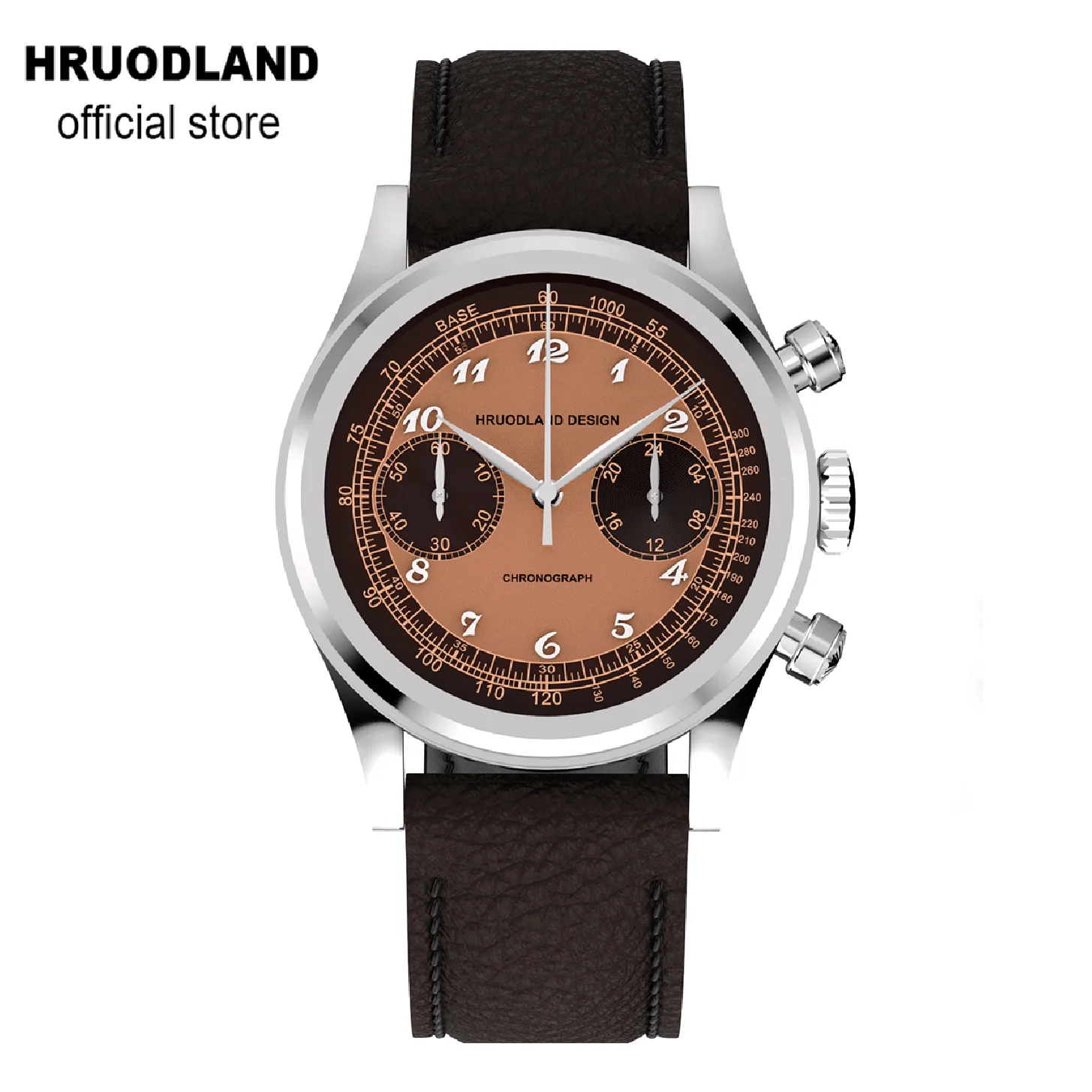 

Hruodland Fashion Quartz Chronograph Mens Watches VK64 Sapphire Bubble Glass Leather 316L Stainless Steel Wrist watch for Men