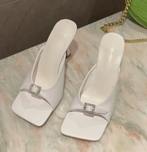 

Мюли женские на каблуке, резиновая обувь, базовые шлепанцы, без задника, римские, ПУ, летние тапки, Sh, 2022