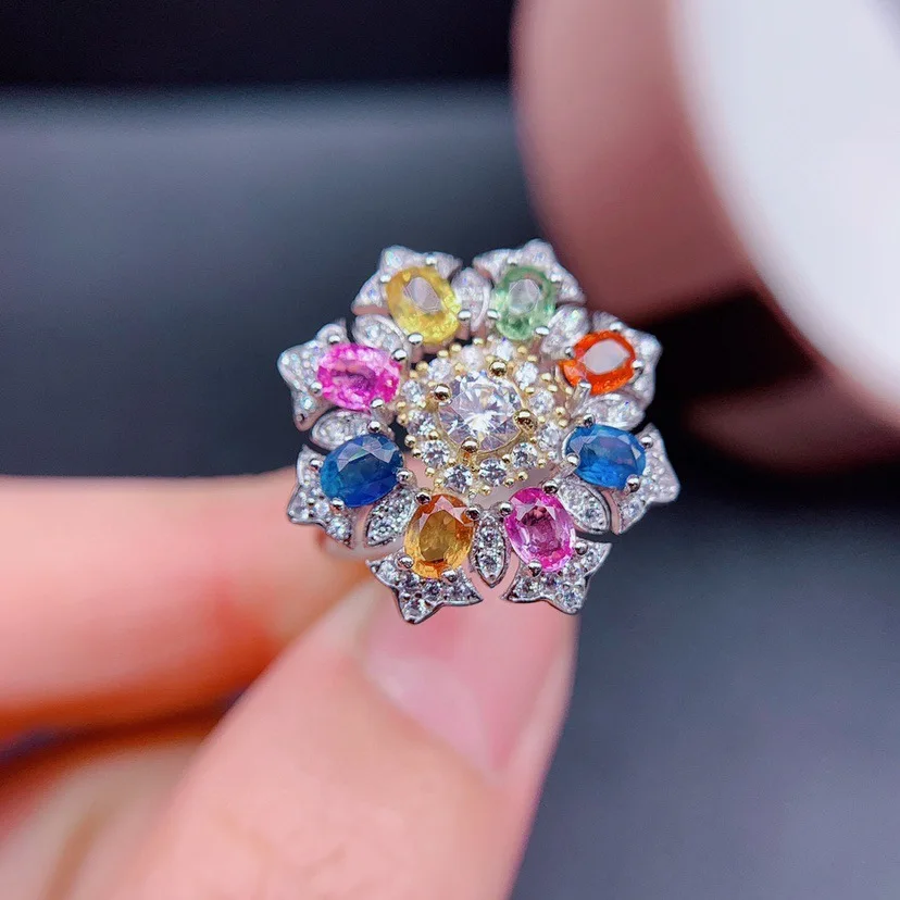 

Female Charm Rhinestone Jewelry CZ Silver Color Rainbow Crystal Rings Wedding Engagement Ring For Women Fine Birthday Gifts