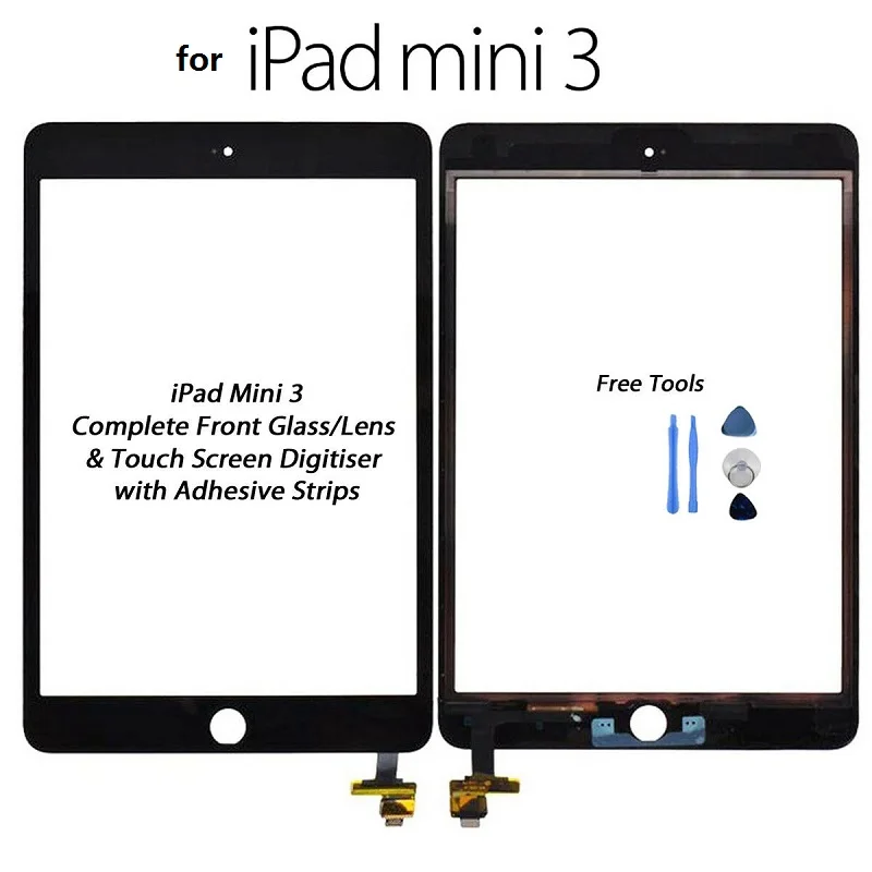 

High Quality Touch Screen Front Glass for iPad Mini 3, Mounting Panel with Home Button and IC Connector A1599 A1600