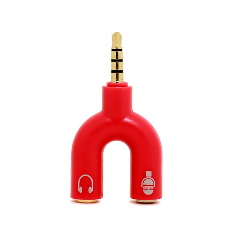 

U Type Adapter Dual 3.5 MM Headphone Plug Audio Cables Splitter Microphone 2 in 1 Swivel Connector for Smartphone MP3 MP4 Player