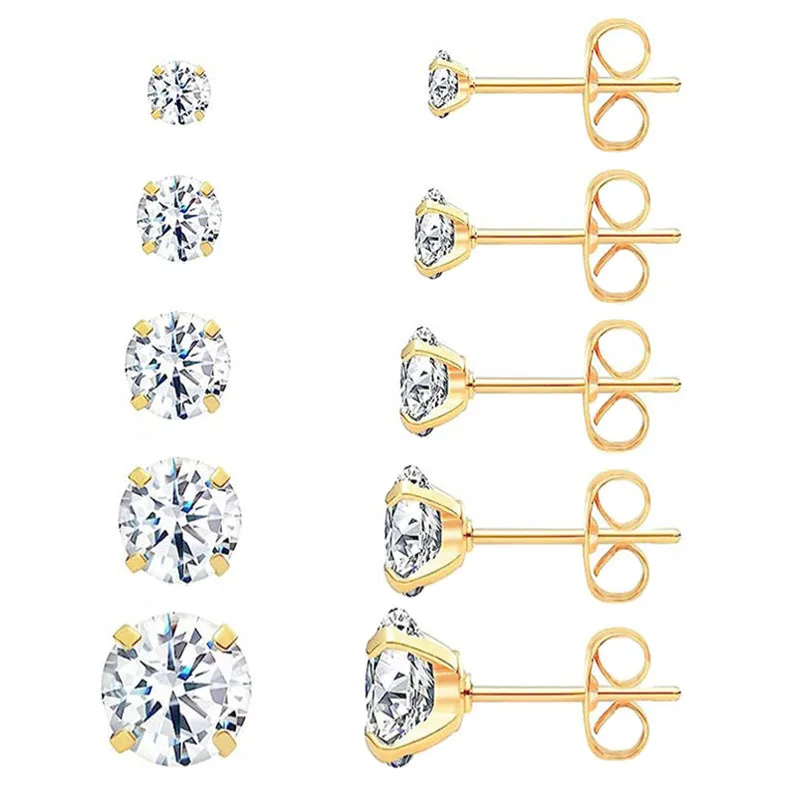 1 пара гипоаллергенные серьги-гвоздики из нержавеющей стали 4/5/6/7 мм