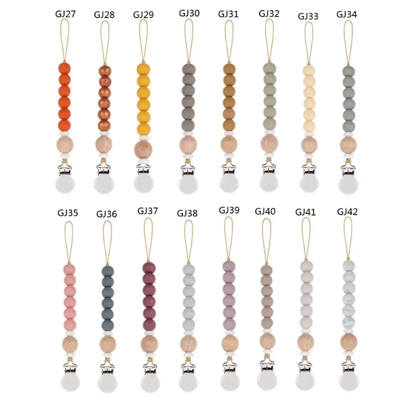 

Baby Teether Eco-friendly Pacifier Clips Holder Chain Handmade Silicone Pacifier Chains
