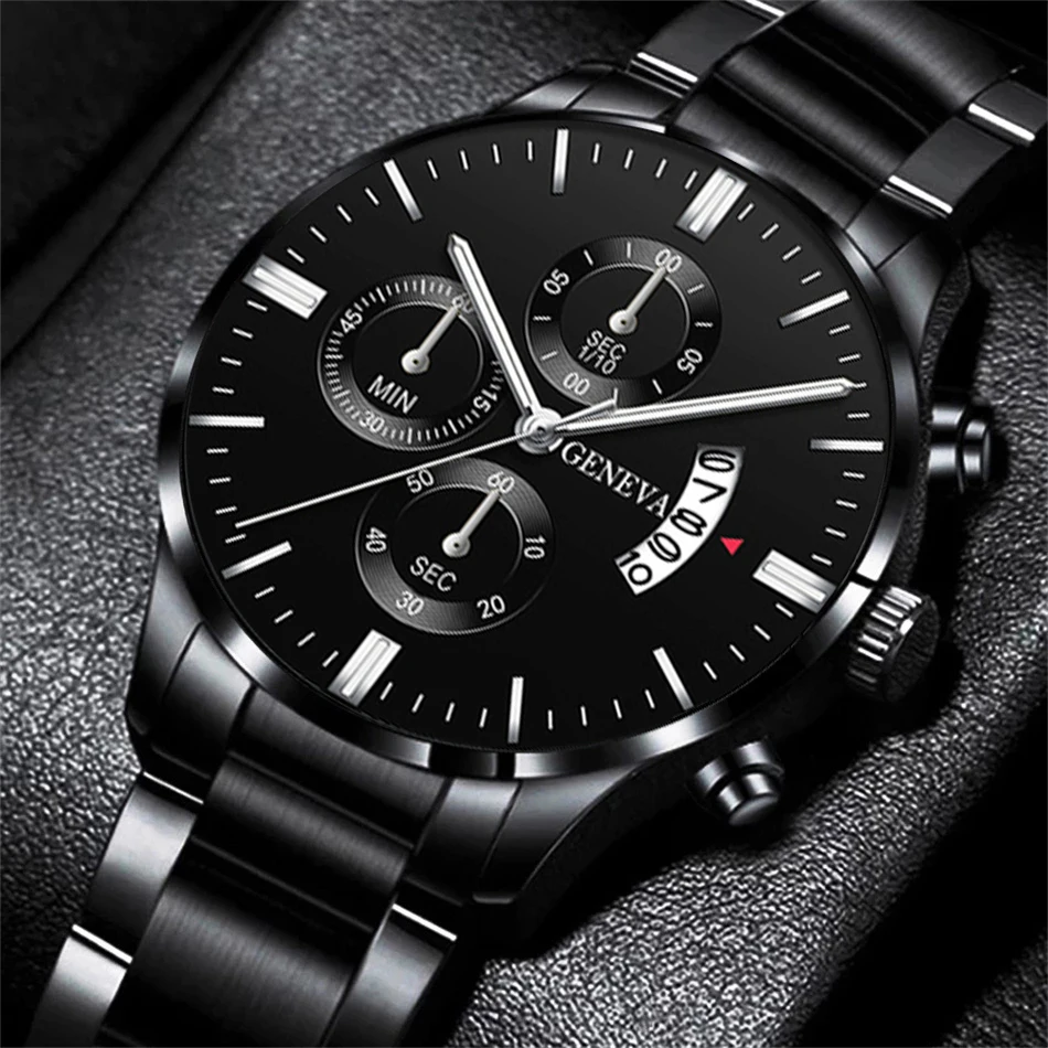 

Fashion Men Luxury Stainless Steel Watch Calendar Date Quartz Wrist Watch Watches for Man Business Leather Clock