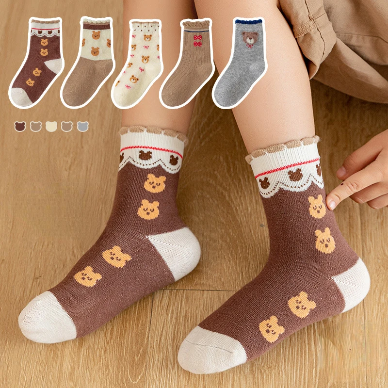 5 пар Детские хлопковые носки на возраст 0-8 лет