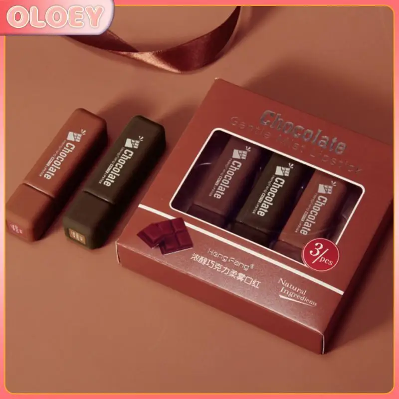 

3PCS Chocolate Soft Mist Lip Glaze Set Waterproof Long Lasting Mental Beauty Lipstick Lip Gloss Velvet Matte Lipstick TSLM1