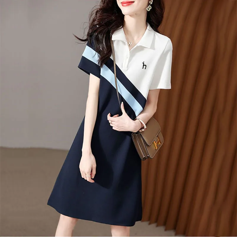 

Hazzys Logo Women's Dress Lapel Short Sleeve T Shirts 2023 New Summer Fashion Casual Luxury Brand Women Clothing