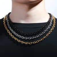 stainless steel cross o chain man necklace 21 60cm big o link chains for men not fades choker fashion jewelry chain accessories