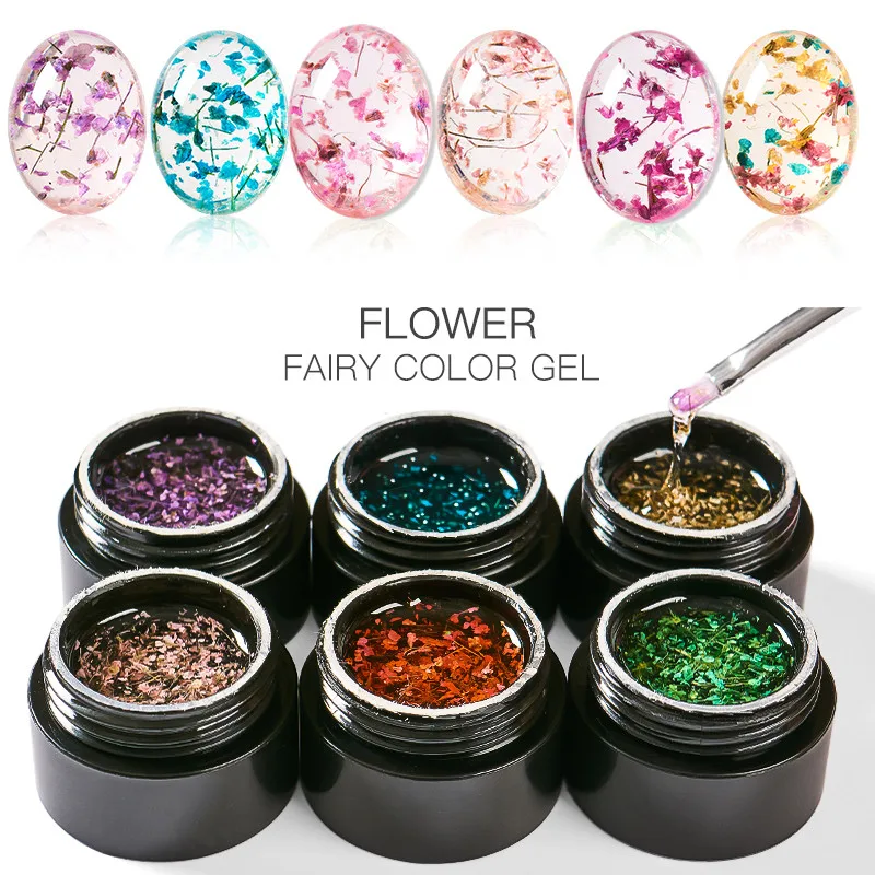 6 шт. Натуральные сушеные цветы искусственные полуперманентные гель-лаки для