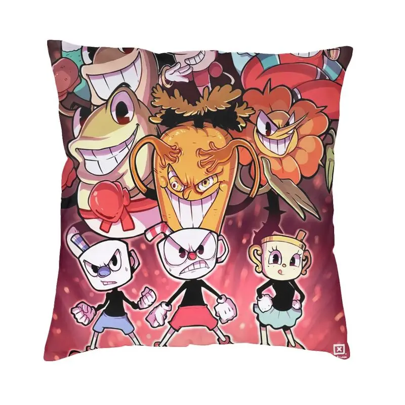 

Hot Game Cartoon Cuphead Mugman Throw Pillow Case Sofa Modern Cushion Cover Soft Pillowcase