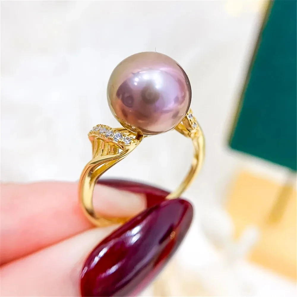 

Genuine Solid S925 Sterling Silver Plated 18K Gold Resizable Classic Rings Settings Base Women DIY Pearl Ring Accessory No Pearl