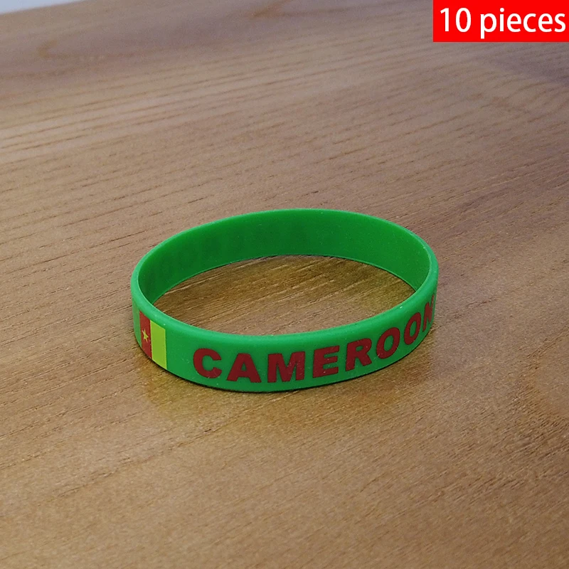 

10pcs Cameroon National Flag Wristbands Sports Silicone Bracelet Men Women Rubber Band Patriotic Commemorative Fashion Accessory