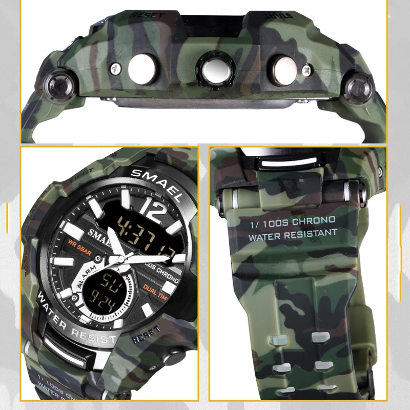 Часы SMAEL мужские наручные кварцевые с большим циферблатом спортивные