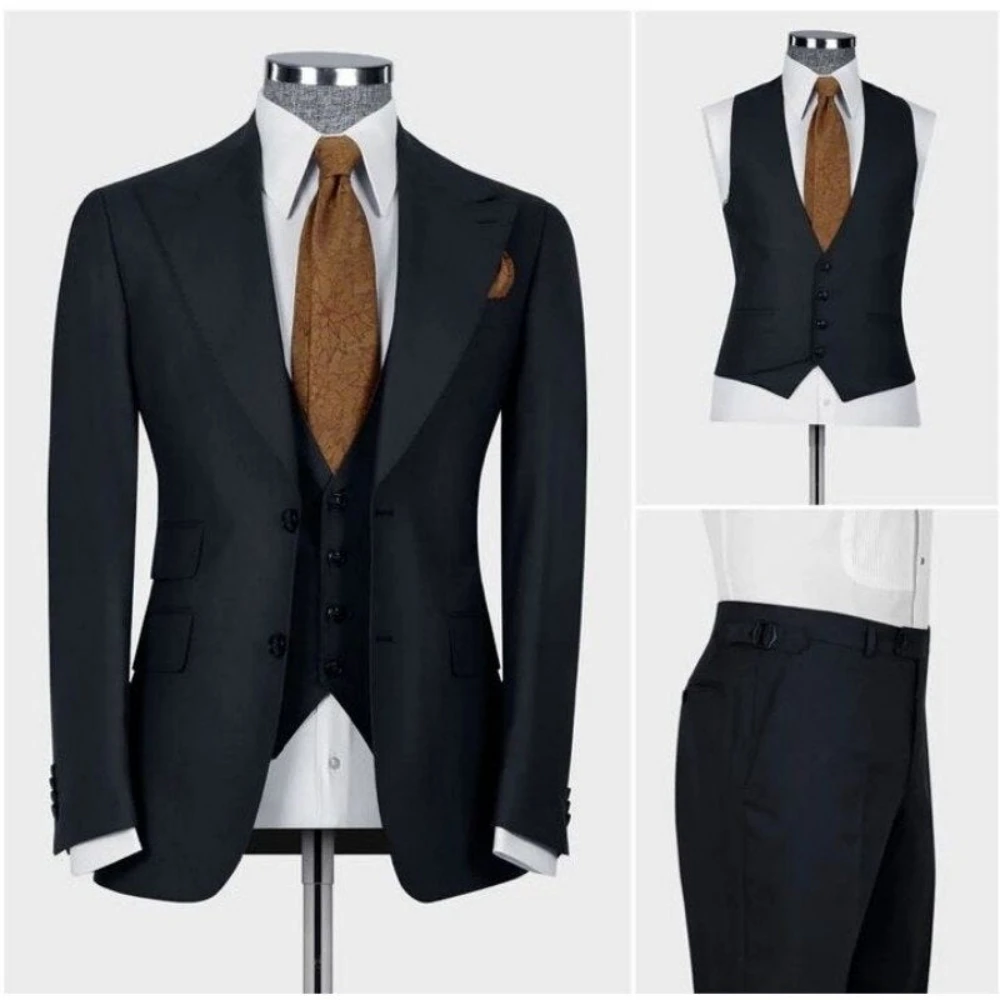 

Деловые деловые мужские костюмы из 3 предметов пиджак с заостренным воротником для жениха на свадьбу жилет брюки платье под заказ облегающий смокинг Блейзер наборы